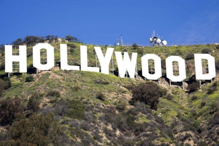 a close up of a hillside next to Hollywood Sign